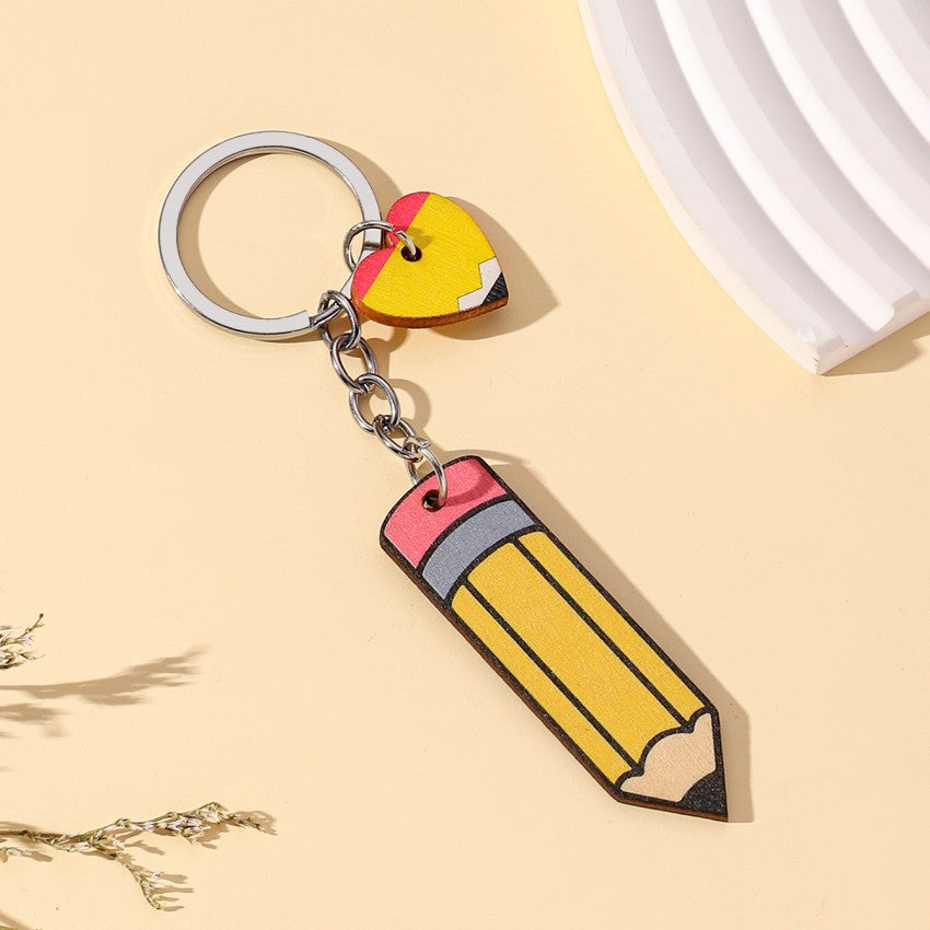 Wholesale Wooden Pencil Teacher's Day Gift Keychain